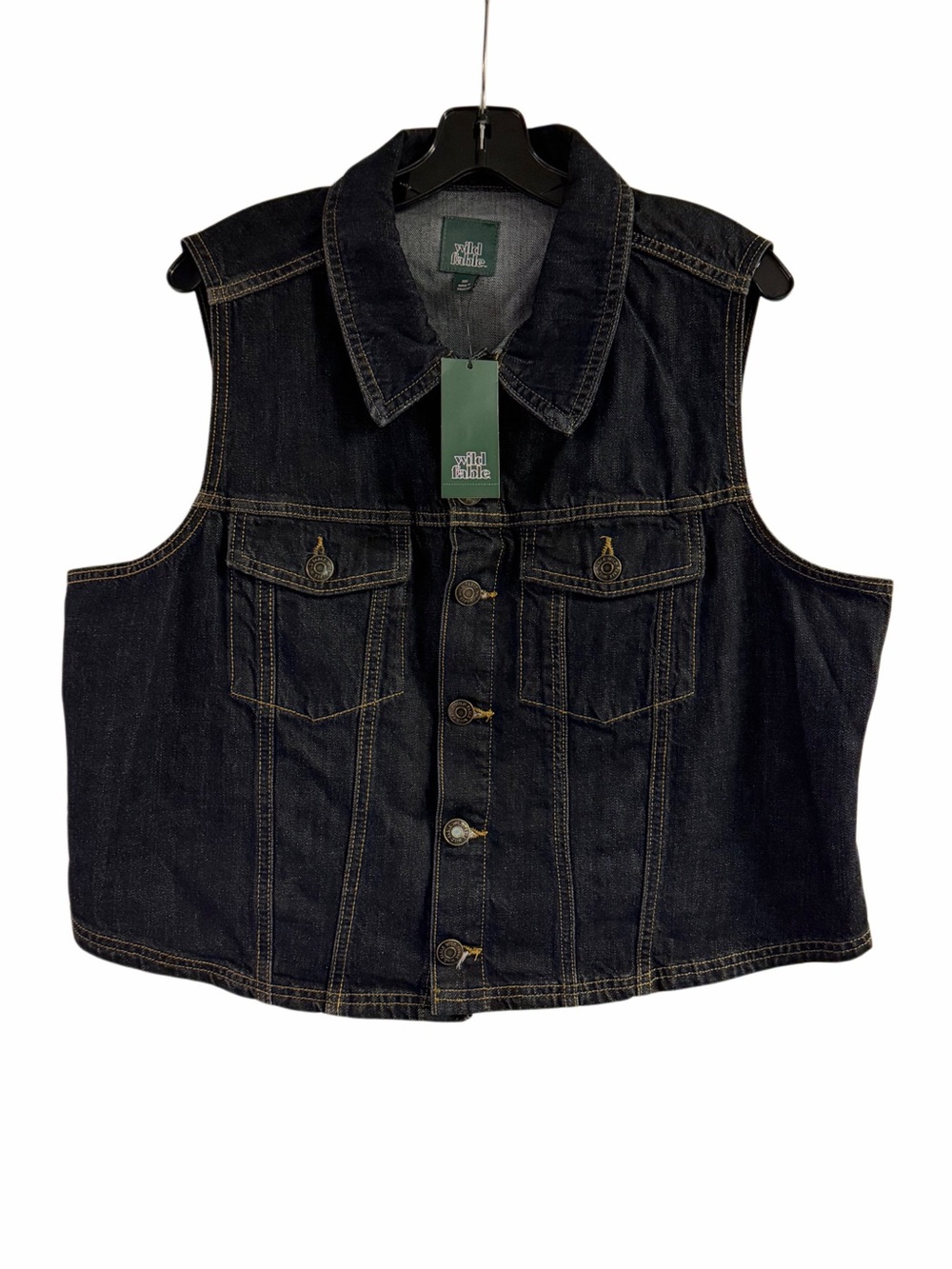 NWT Wild Fable Blue Denim Cropped Vest Size XXL